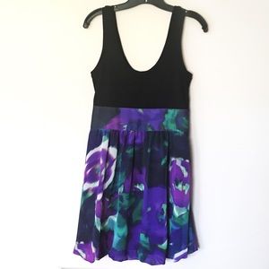 Express Floral and Black Jewel Tone Mini Dress